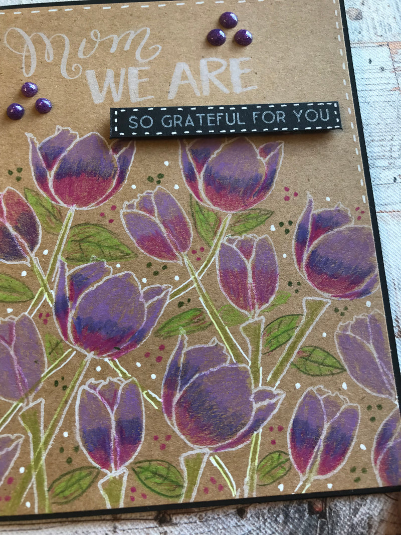 Tulips Colored on Kraft Cardstock