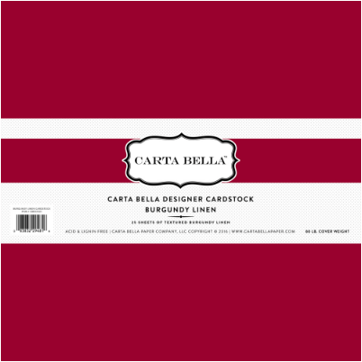 Carta Bella 12x12 Burgundy 80lb. Linen Cardstock {B203}