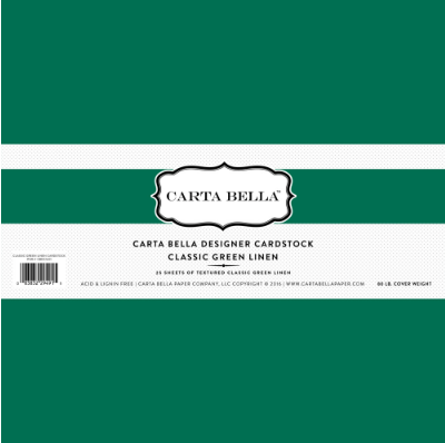 Carta Bella 12x12 Classic Green 80lb. Linen Cardstock {B511}