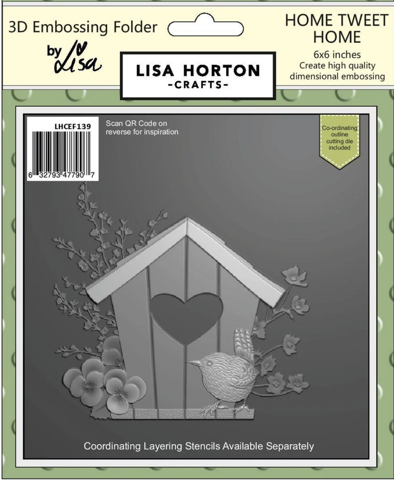 Lisa Horton Crafts 6x6 Home Tweet Home 3D Embossing Folder & Die {C513}