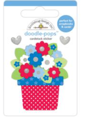 Doodlebug Doodle-Pops 3D Sticker Festive Floral Hometown USA {D149}