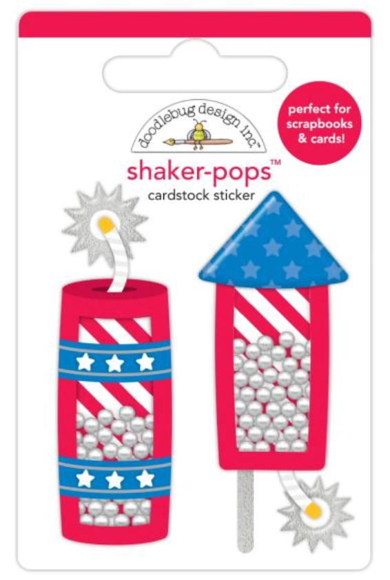 Doodlebug Shaker-Pops 3D Sticker Freedom Fireworks, Hometown USA {G91}