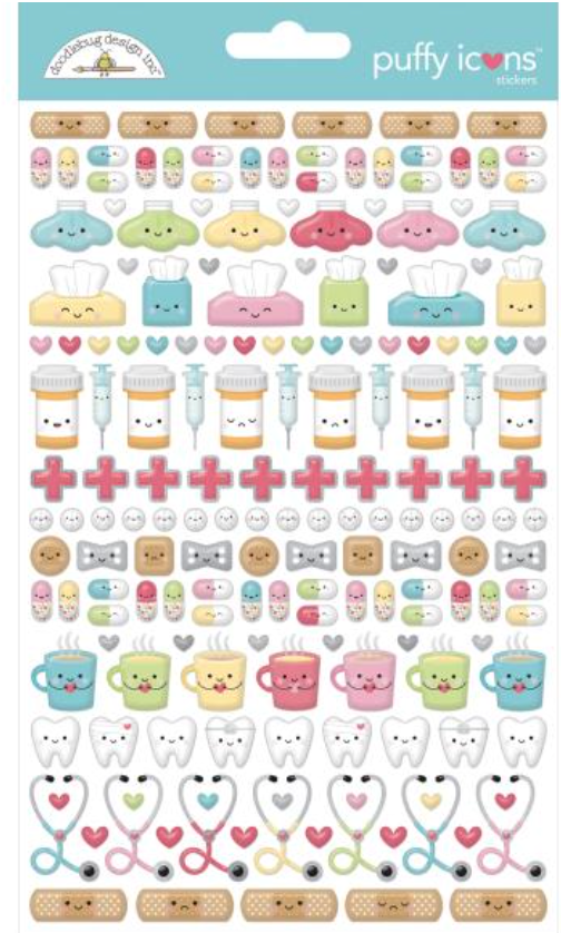 Doodlebug Happy Healing Puffy Icons Stickers {W39}
