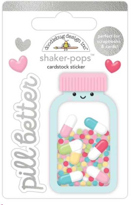 Doodlebug Happy Healing Pill Better 3D Shaker-Pops Sticker {D123}