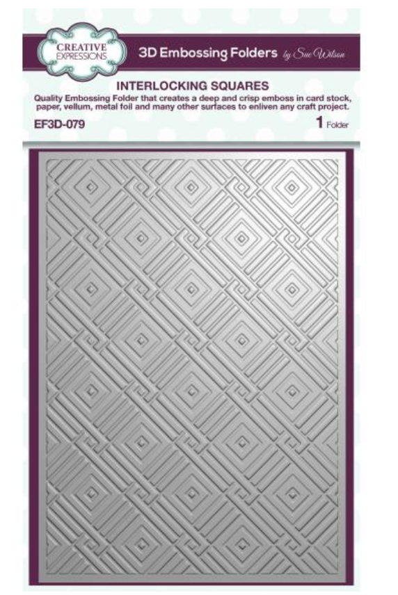 Creative Expressions 5X7 Interlocking Squares 3D Embossing Folder {F317}