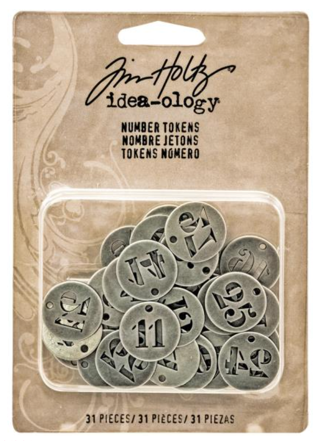 Tim Holtz Idea-Ology .75" Antique Silver Metal Number Tokens {G143}