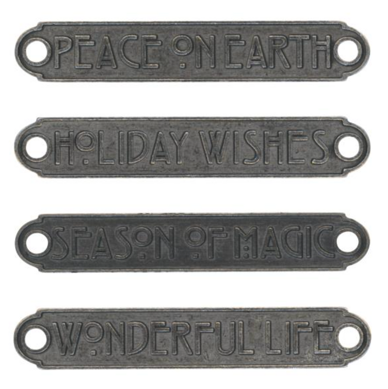 Tim Holtz Idea-Ology Metal Christmas Word Plaques {G145}