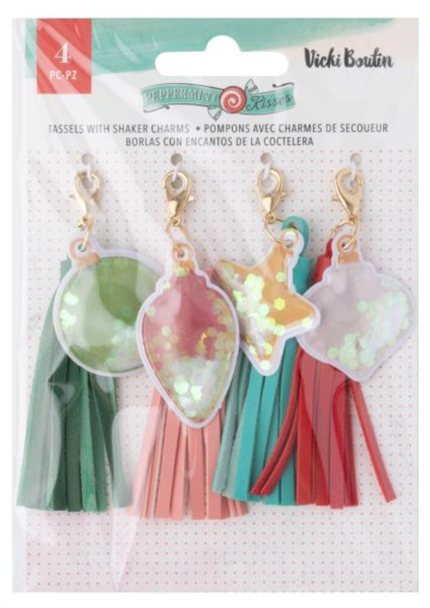 American Crafts Vicki Boutin Peppermint Kisses Tassels with Shaker Charms {K112}