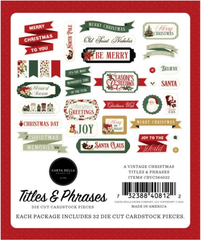 Carta Bella A Vintage Christmas Titles & Phrases Ephemera {D109}