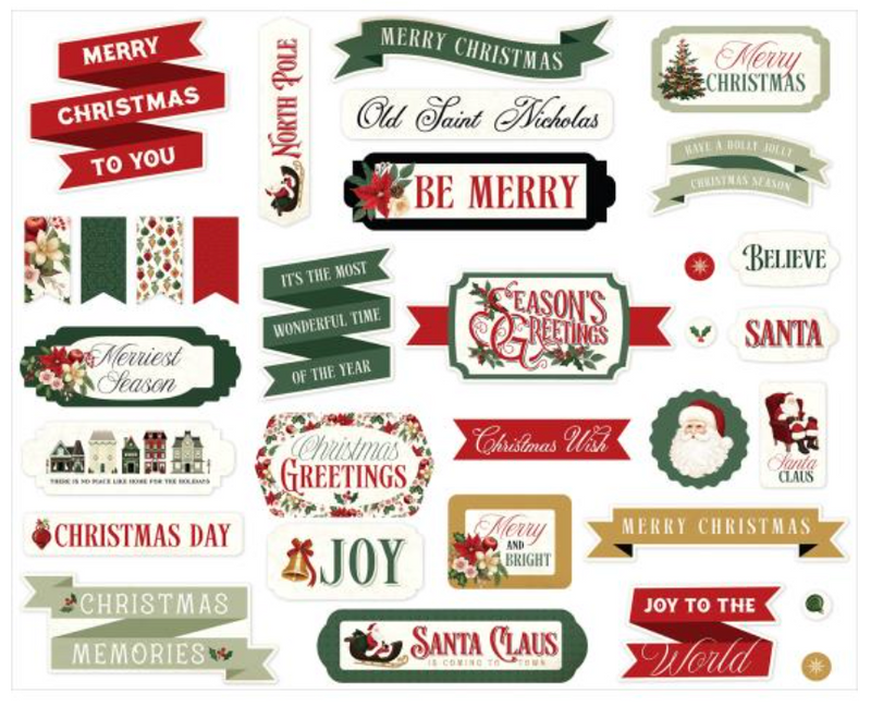 Carta Bella A Vintage Christmas Titles & Phrases Ephemera {D109}