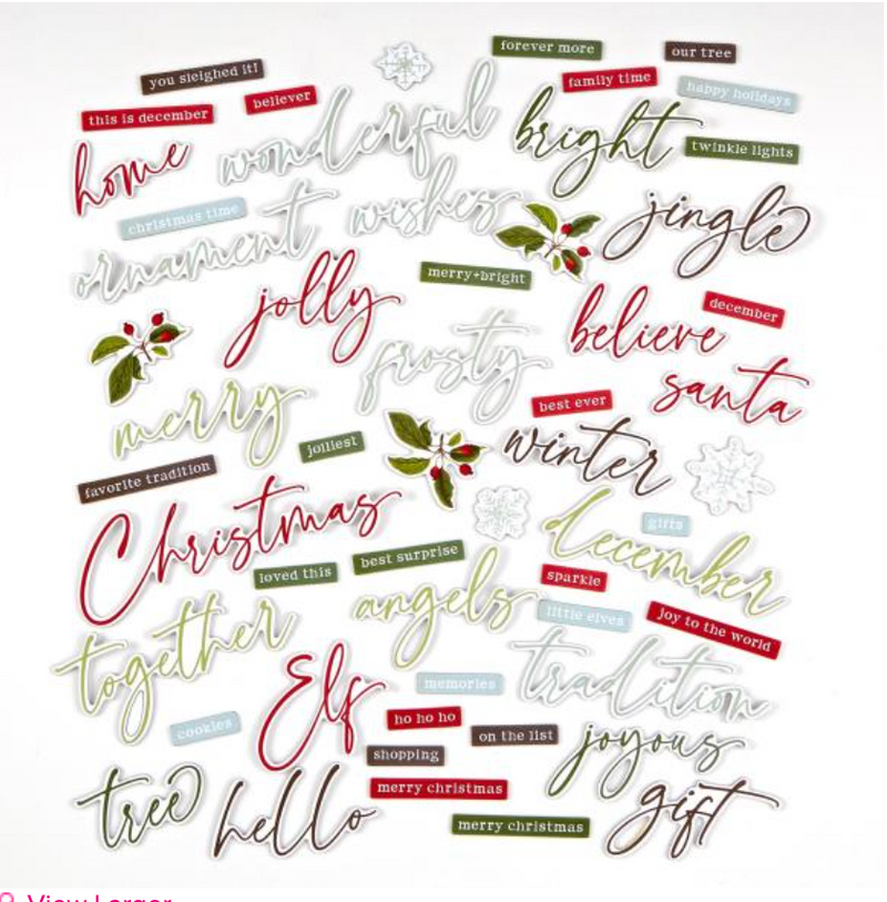 49 and Market Evergreen Season Chipboard Words Ephemera {B726}