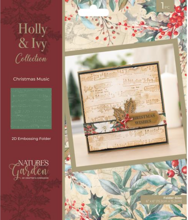 Crafter's Companion 6x6 Christmas Music 2D Embossing Folder