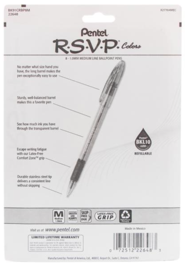 Pentel R.S.V.P. Ballpoint Pens - Assorted Colors {C311}