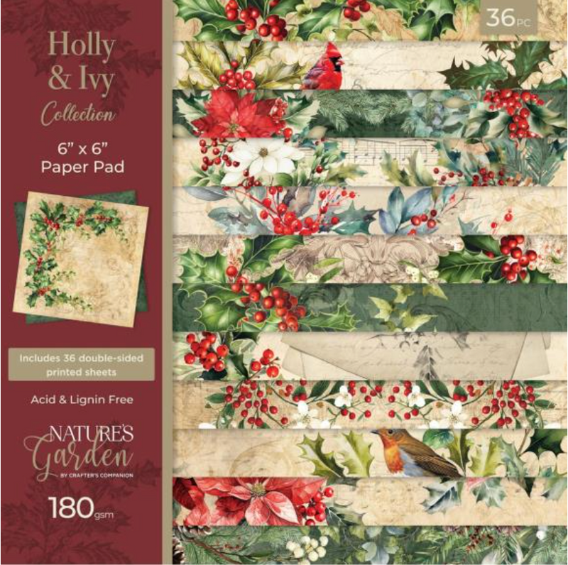 Crafter's Companion 6x6 Holly & Ivy Paper Pad {B607}