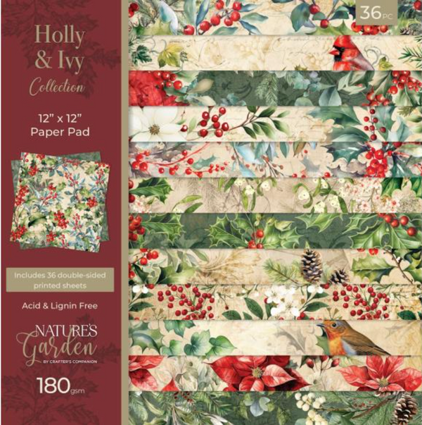 Crafter's Companion 12x12 Holly & Ivy Paper Pad {B411}