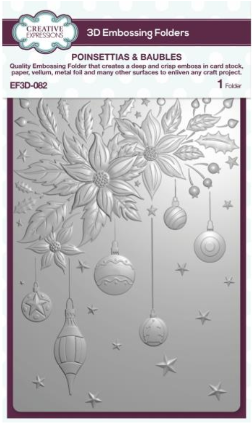 Creative Expressions 5x7 Poinsettia & Baubles 3D Embossing Folder {W59}