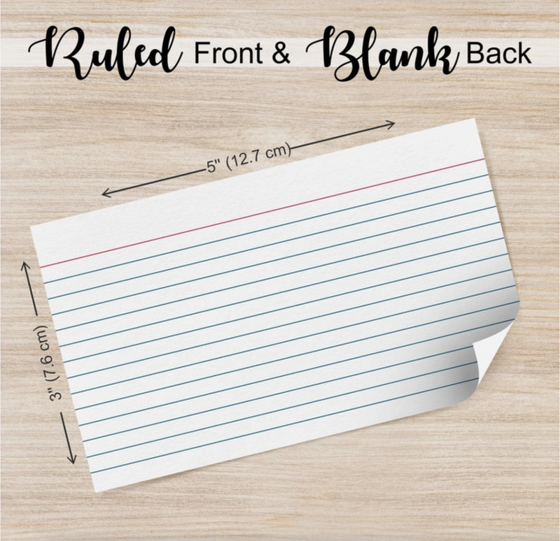 Three Leaf 3x5 White RULED Index Cards {B11}