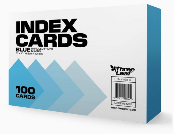 Three Leaf 4x6 Blue UNRULED Index Cards {B16}