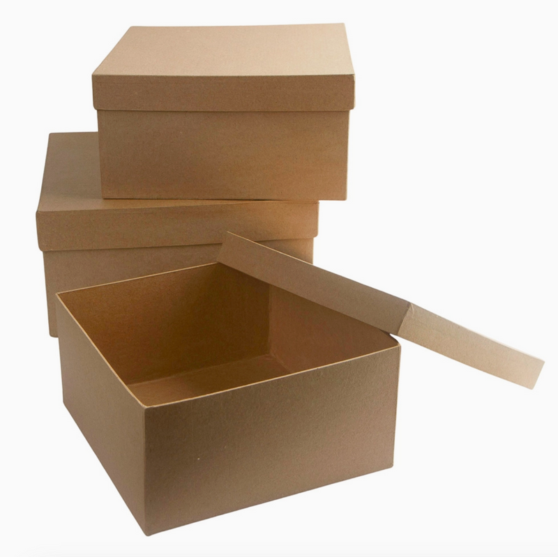 Factory Direct Crafts Square Paper Mache Box Set