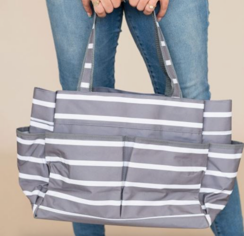 Viv & Lou Grey Stripe Carry All Bag