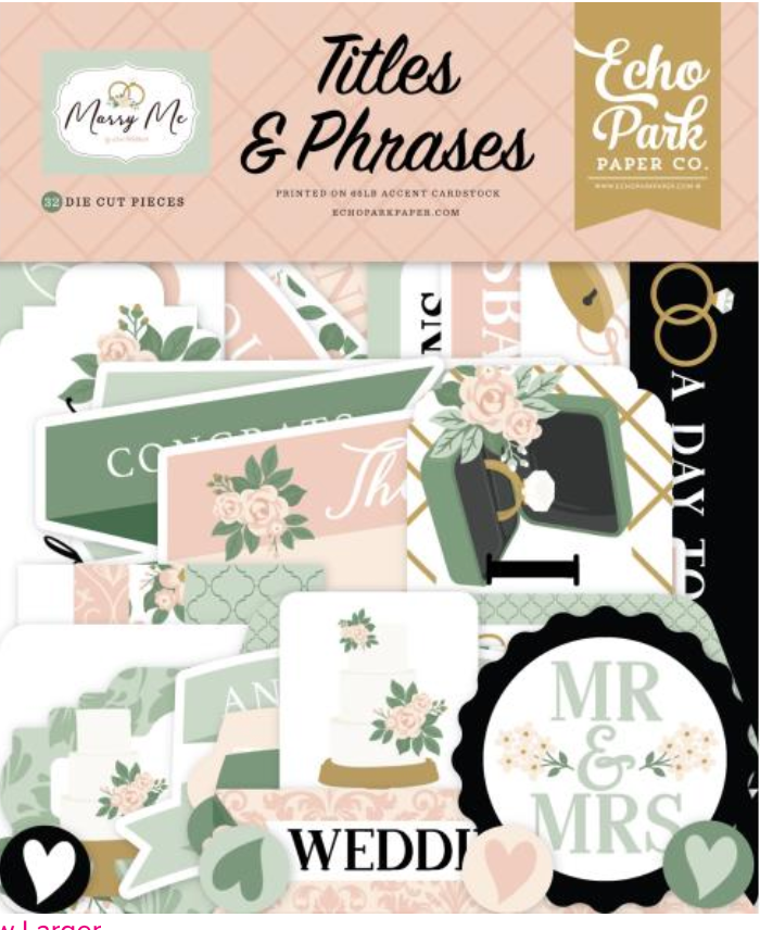 Echo Park Marry Me Titles & Phrases Ephemera {B122}