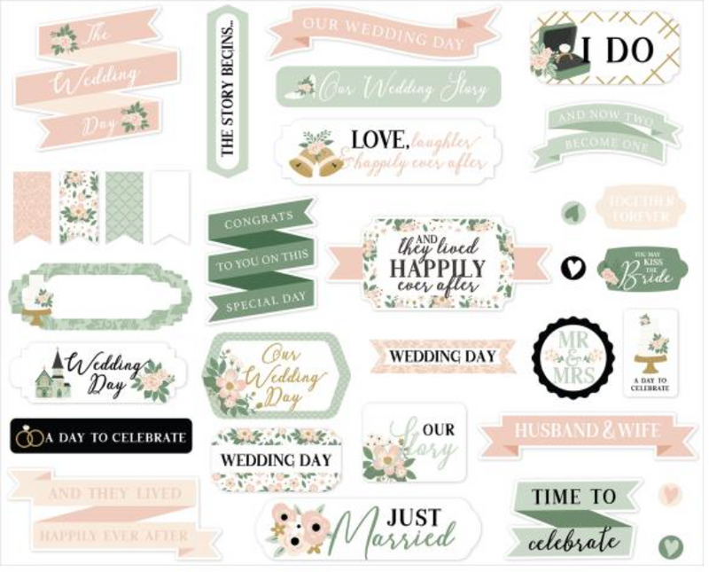 Echo Park Marry Me Titles & Phrases Ephemera {B122}