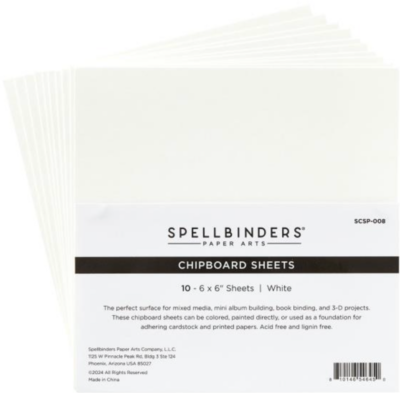 Spellbinders 6x6 White Chipboard Sheets {B17}