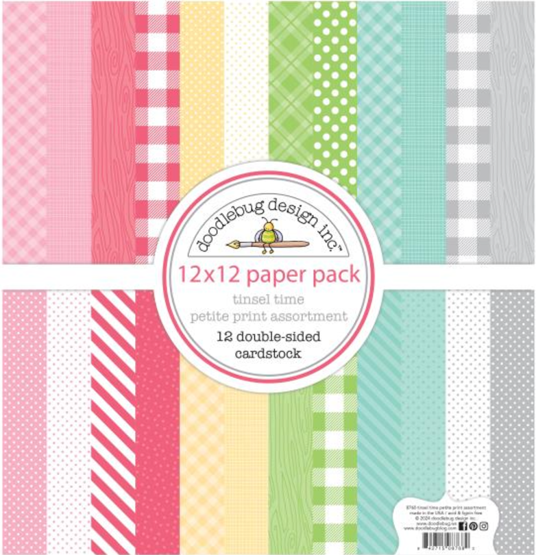 Doodlebug 12X12 Tinsel Time Petite Prints Cardstock {B508}