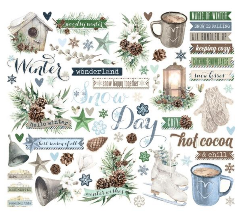 Simple Stories Simple Vintage Fresh Snow Icons Bits & Pieces {D101}