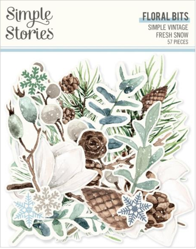 Simple Stories Simple Vintage Fresh Snow Floral Bits & Pieces {D128}