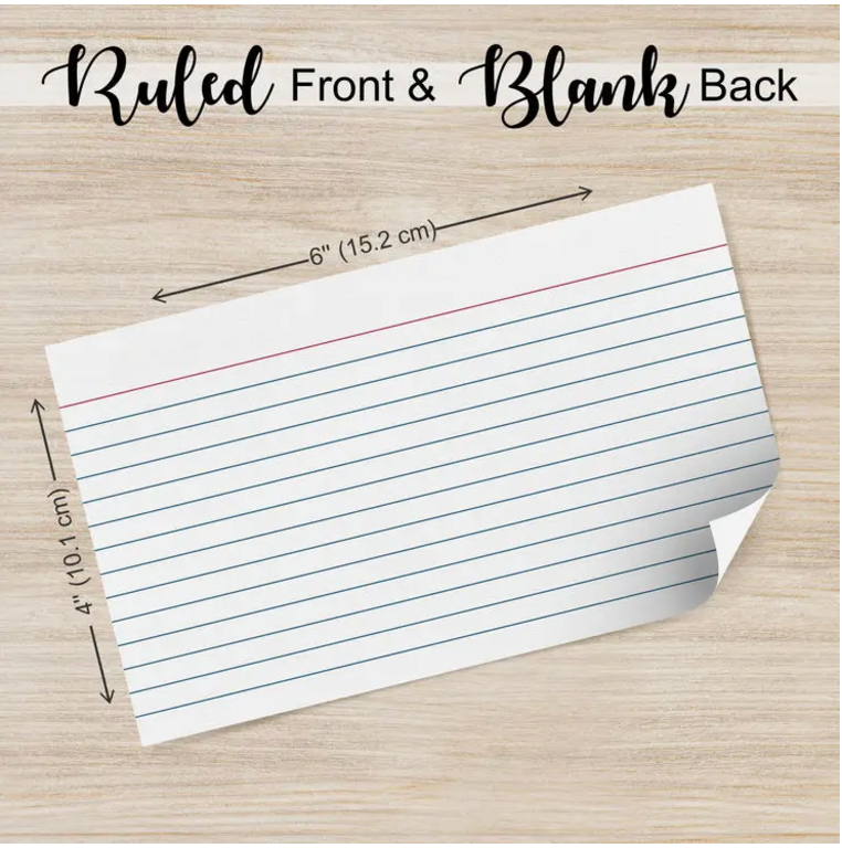 Three Leaf 4x6 White RULED Index Cards {B119}