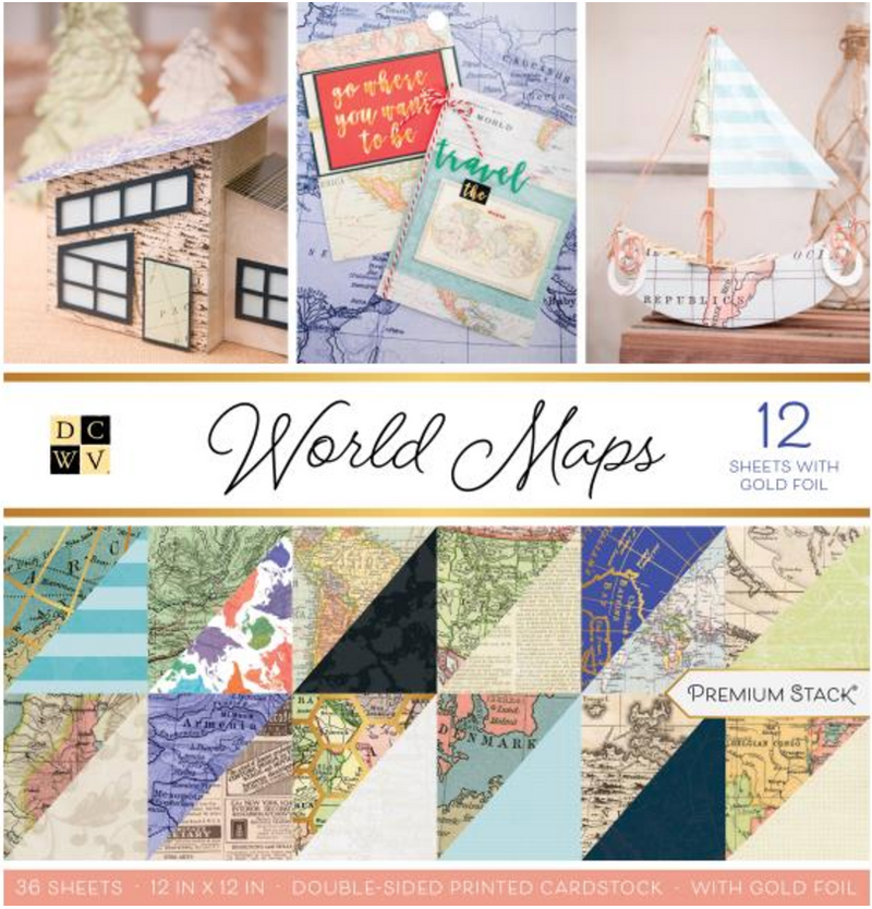 DCWV 12x12 World Maps Cardstock Stack {B711}