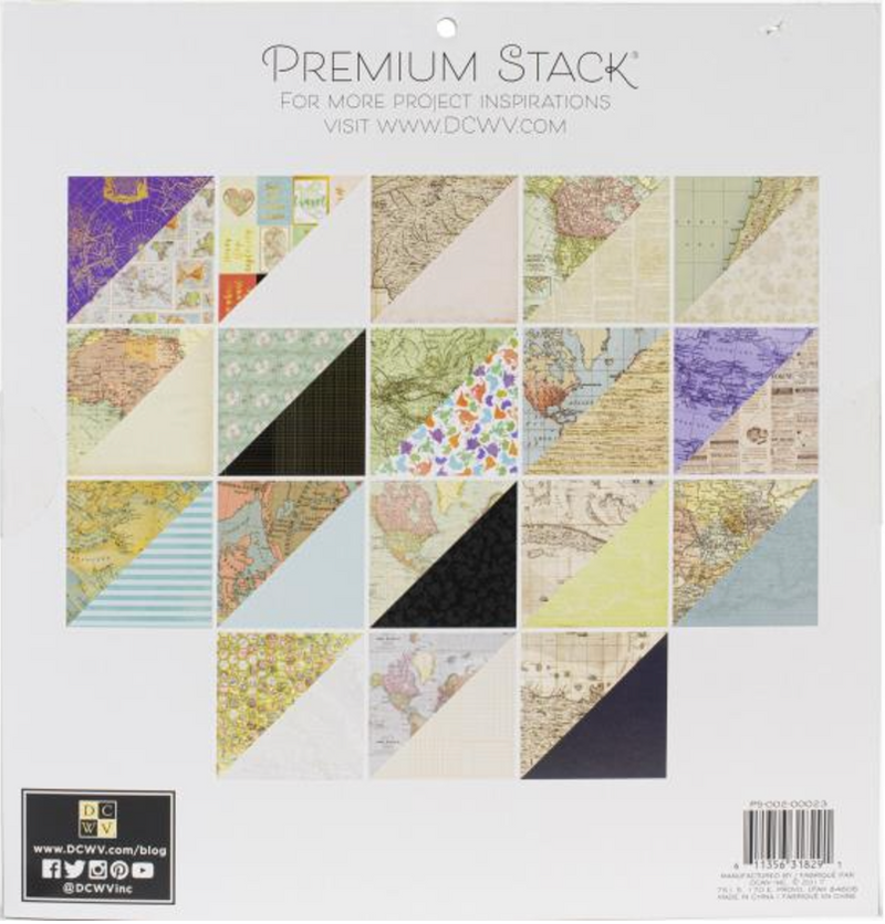 DCWV 12x12 World Maps Cardstock Stack {B711}