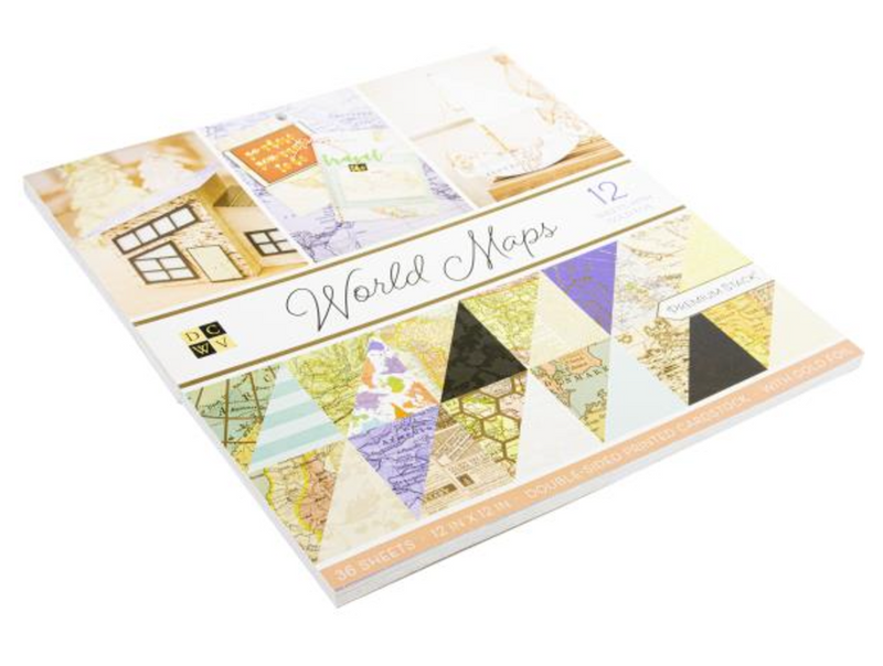 DCWV 12x12 World Maps Cardstock Stack {B711}