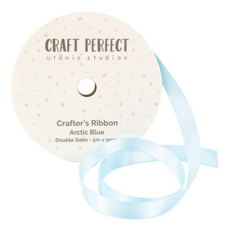 Craft Perfect 9mm x 5mm Arctic Blue Double Face Satin Ribbon {G192}