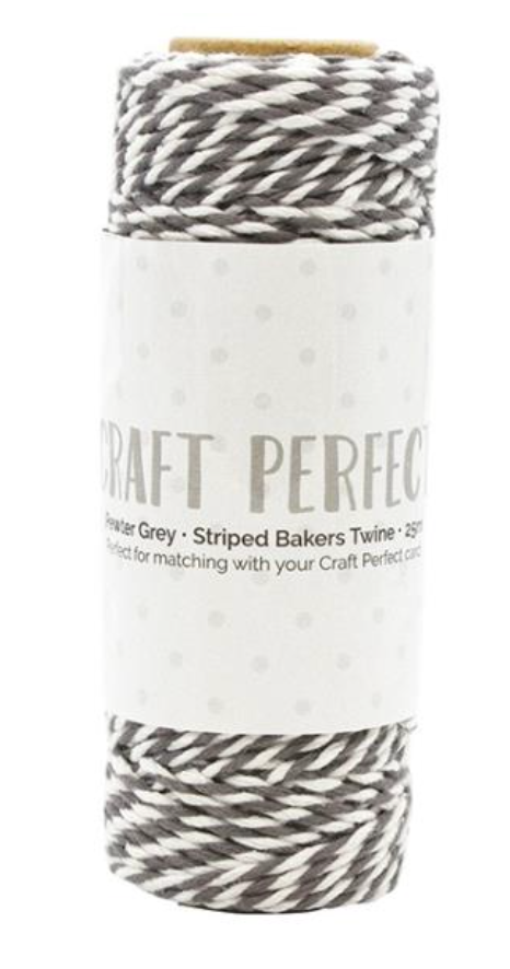 Craft Perfect Pewter Grey Striped Bakers Twine {G194}