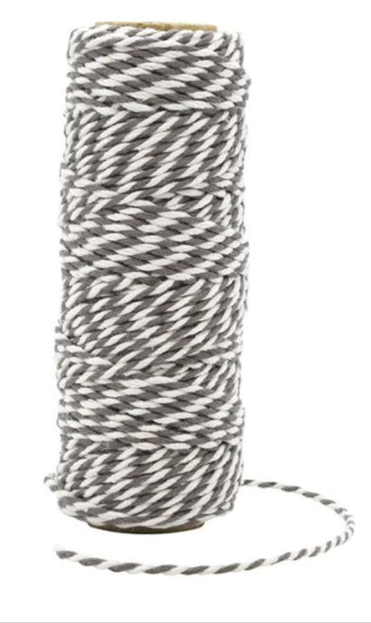 Craft Perfect Pewter Grey Striped Bakers Twine {G194}