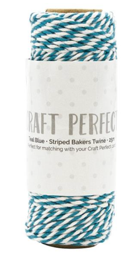 Craft Perfect Teal Blue Striped Bakers Twine {G190}