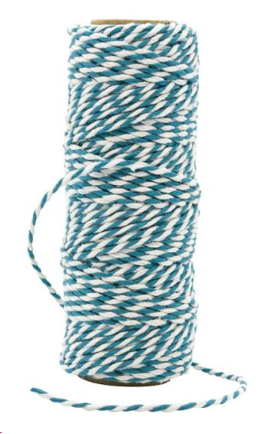 Craft Perfect Teal Blue Striped Bakers Twine {G190}