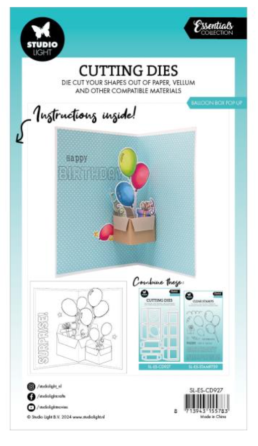 Studio Light Nr. 927 Balloon Box Pop-Up Essentials Cutting Die {W06}