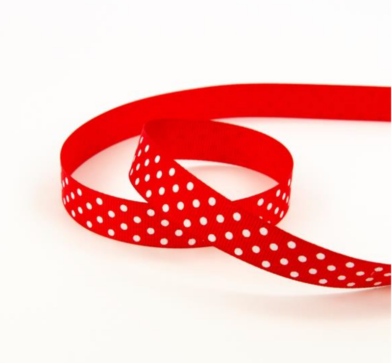 Craft Perfect 16mm x 5mm Red Polka Dotted Grosgrain Ribbon {G181}