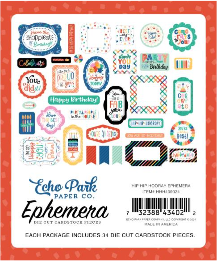 Echo Park Hip Hip Hooray Icons Ephemera {B319}