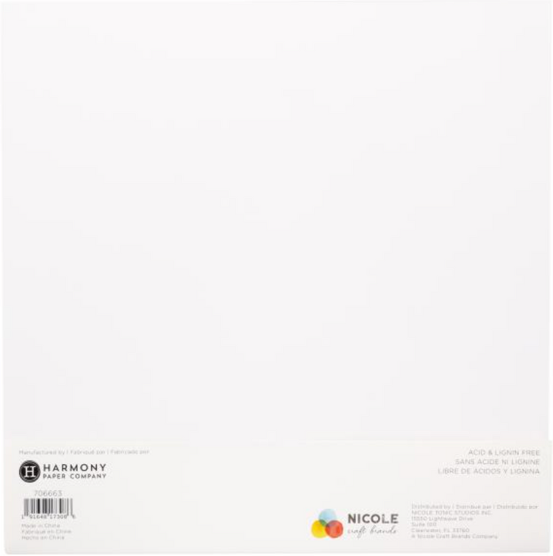 Harmony Hues 12x12 Brilliant White 110lb. Cardstock {B714}