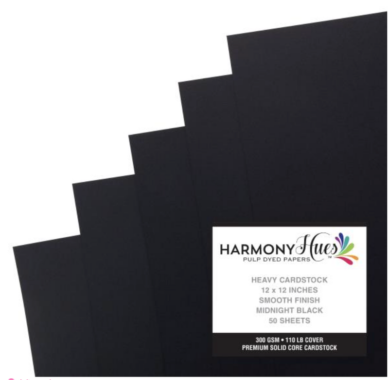 Harmony Hues 12x12 Midnight Black 110lb. Cardstock {B423}