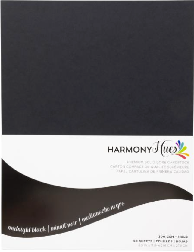 Harmony Hues 8.5x11 Midnight Black 110lb. Cardstock {B406}