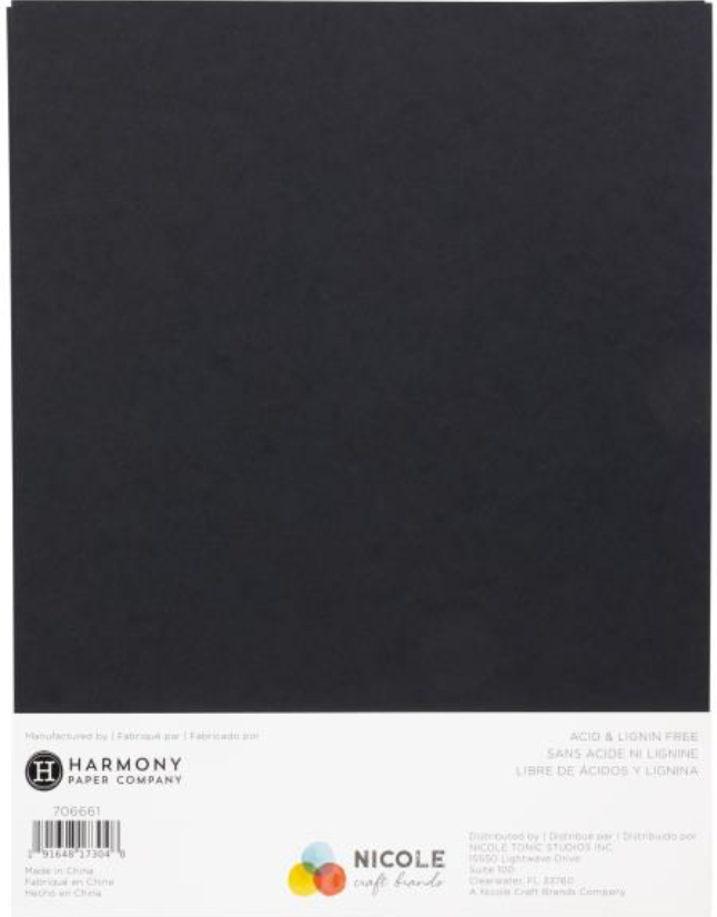 Harmony Hues 8.5x11 Midnight Black 110lb. Cardstock {B406}