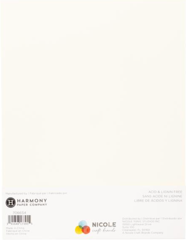 Harmony Hues 8.5x11 Ivory 110lb. Cardstock {B409}