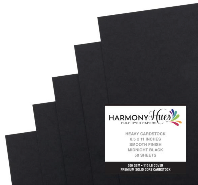 Harmony Hues 8.5x11 Midnight Black 110lb. Cardstock {B406}