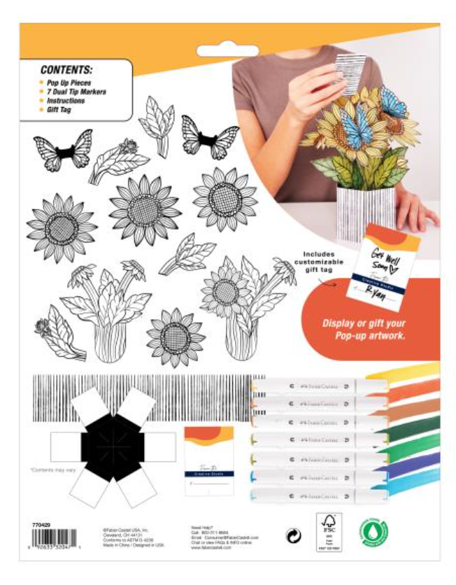 Faber Castell Sunflowers & Butterflies Pop Up Coloring Bouquet {F305}