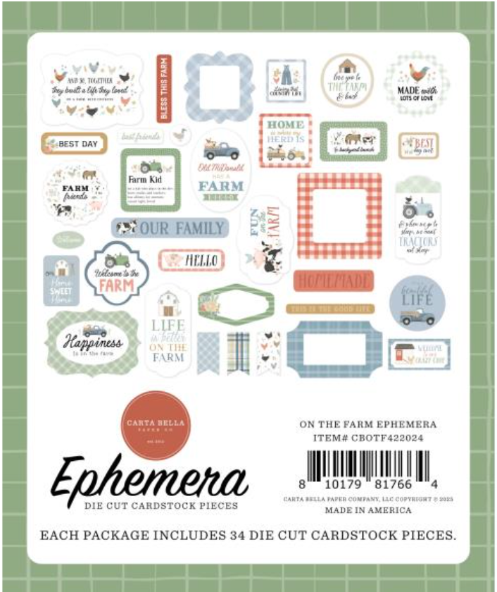 Carta Bella On the Farm Icons Ephemera {D166}